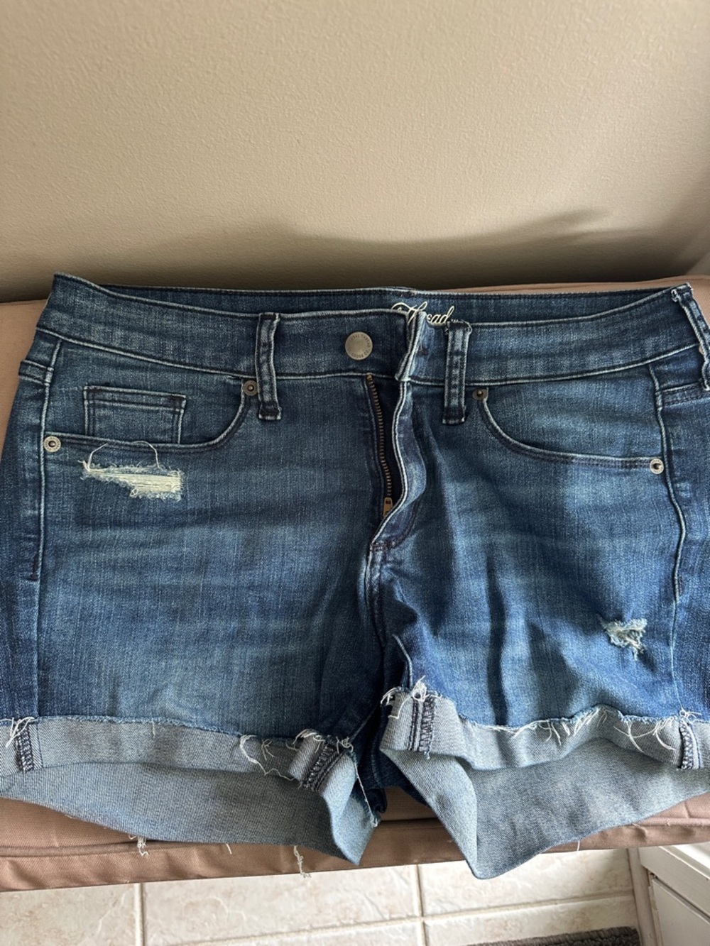 Universal Thread Distressed Blue Roll-Cuff Denim Shorts